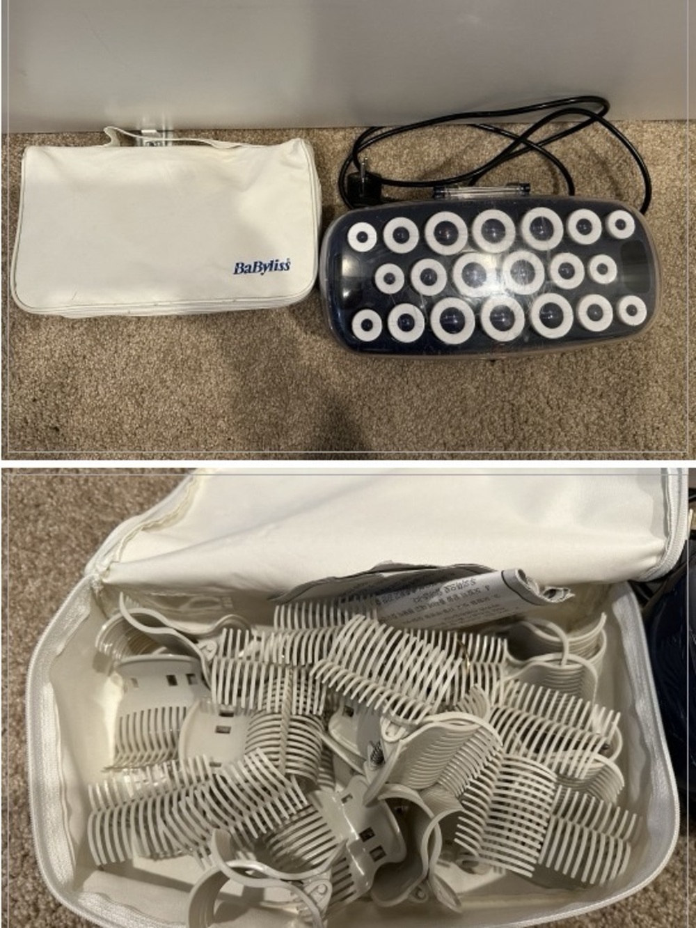 BaByliss Black Hot Roller Heater with White Rollers and White Clips